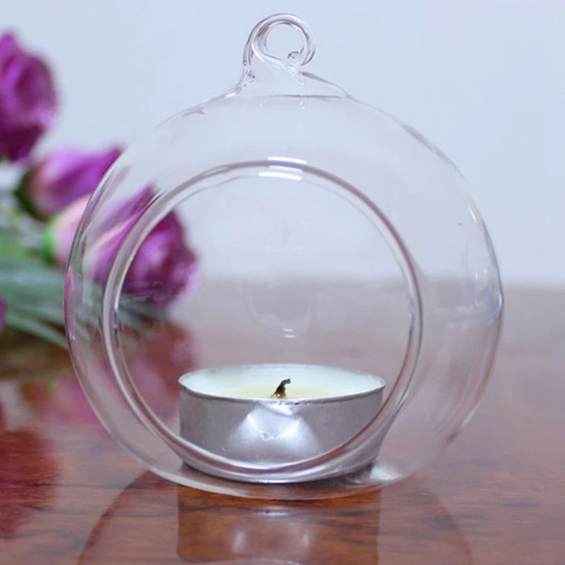 LICE-8Cm 교수형 유리 꽃 식물 꽃병 스탠드 홀더 테라리움 컨테이너 촛대 Tealight 홀더 홈 장식