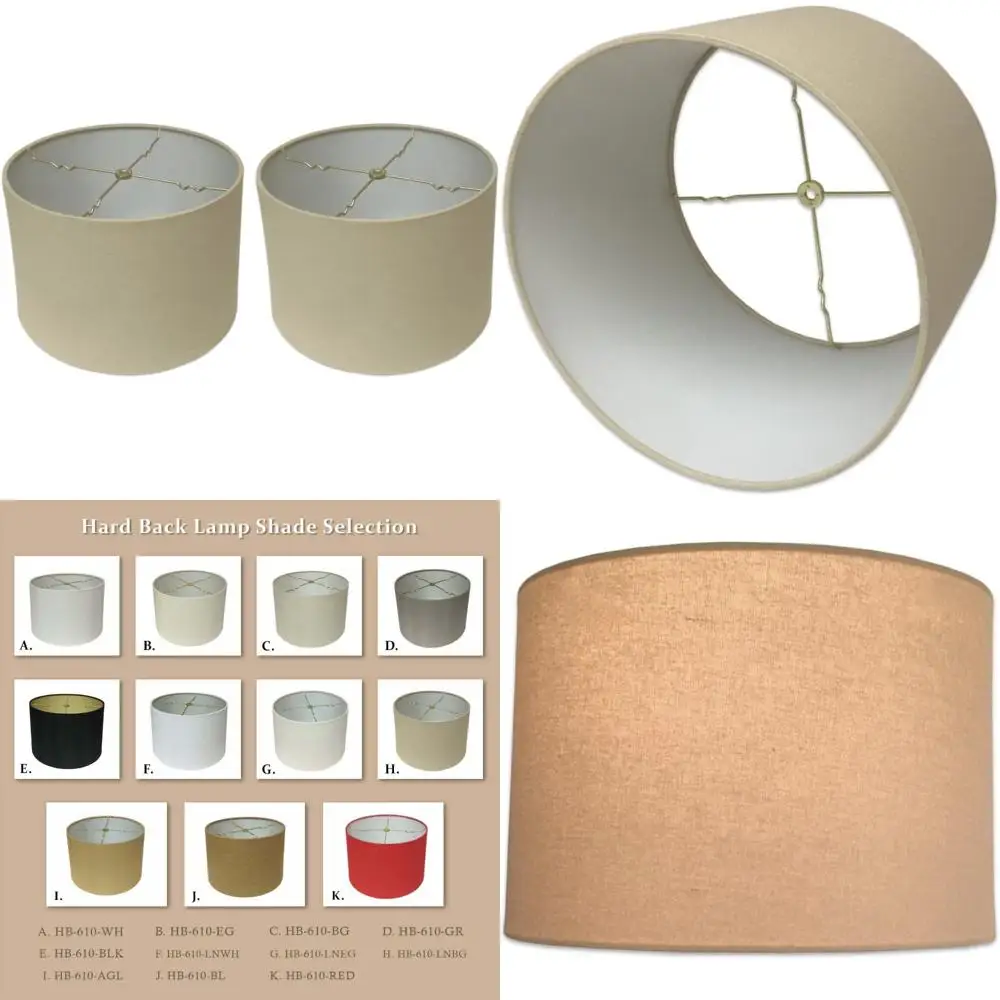 

Linen Beige Shallow Drum Hardback Lamp Shade 13x14x9, 2 Pack, Suitable for HB-610-14LNBG-2