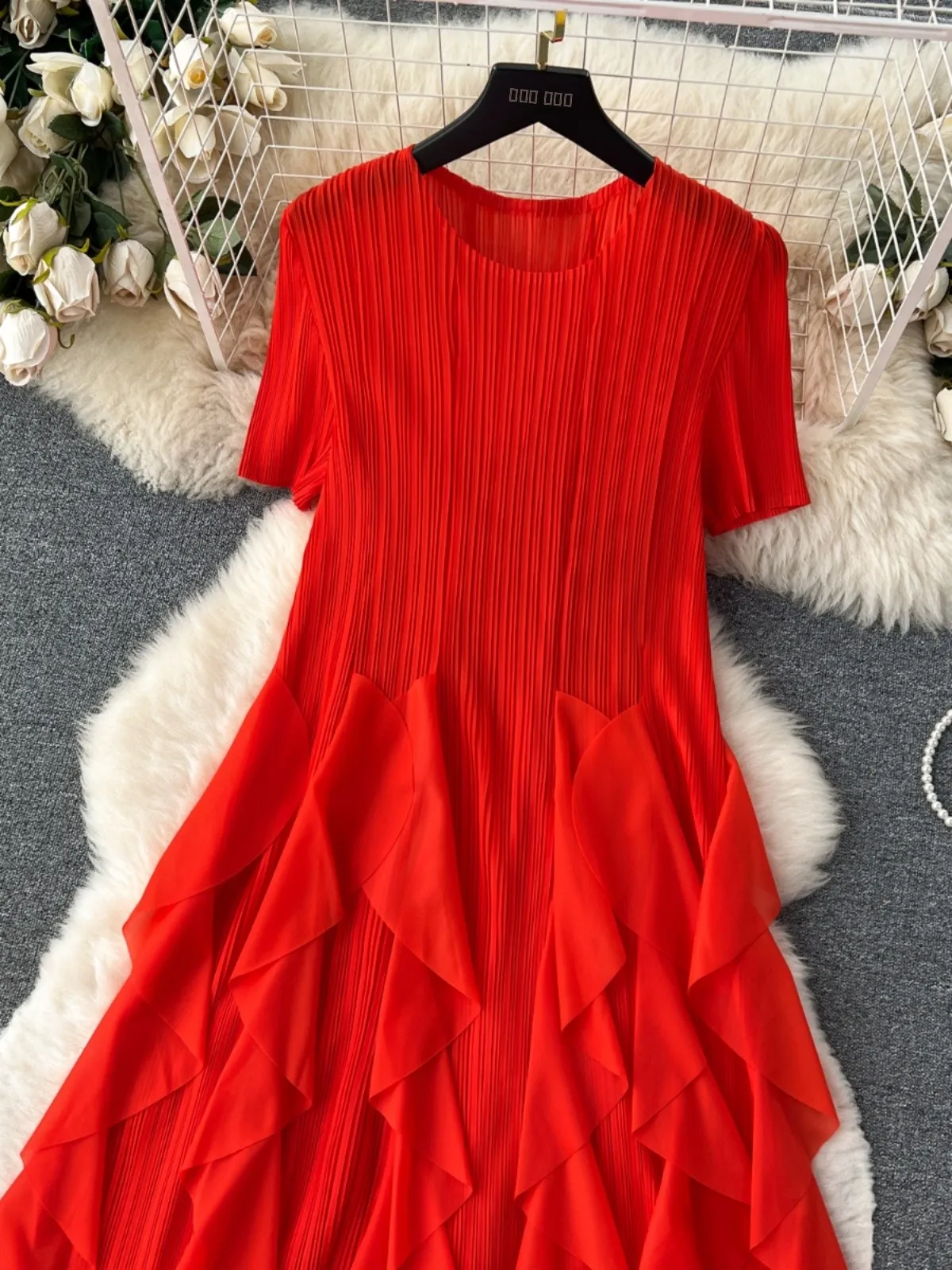 Damska spódnica Ele ort Sve, letnia, z gazy, efektowna, super zwiewna, długa spódnica w stylu koreańskim, z wysokim stanem, rozkloszowana.