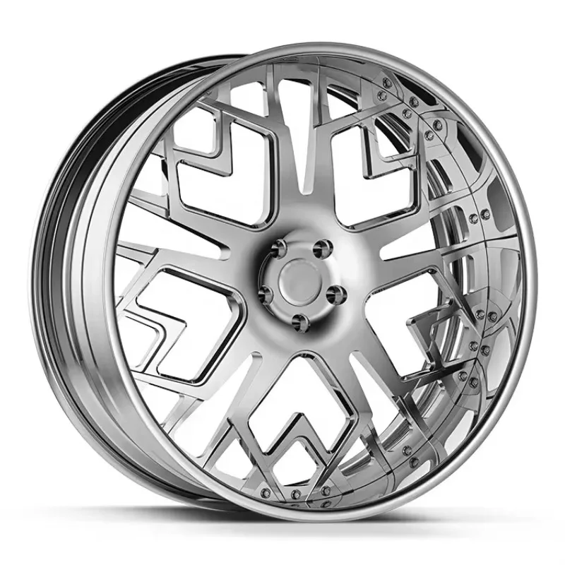2 Piece 5 Hole Cusotom Color and Finish 15 16 17 18 19 20 Inch Concave Design Deep Dish Chrome Alloy Wheel