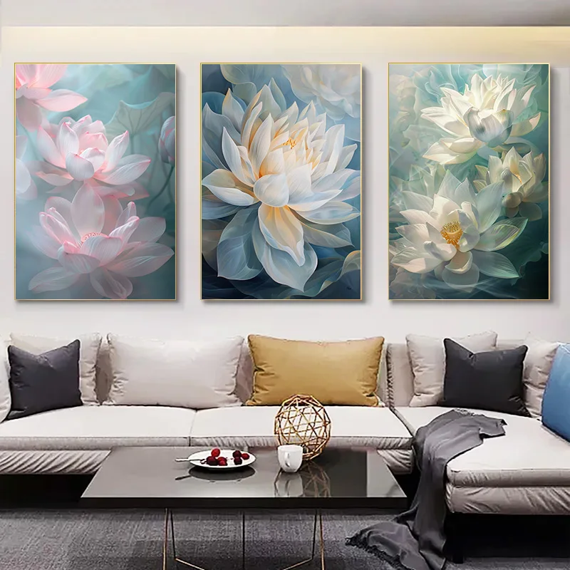 

Canvas Painting Posters for Wall Decoration Painting Summer Lotus Good Luck Keeps Coming Home Decorations 1pcs Room Decor Poster