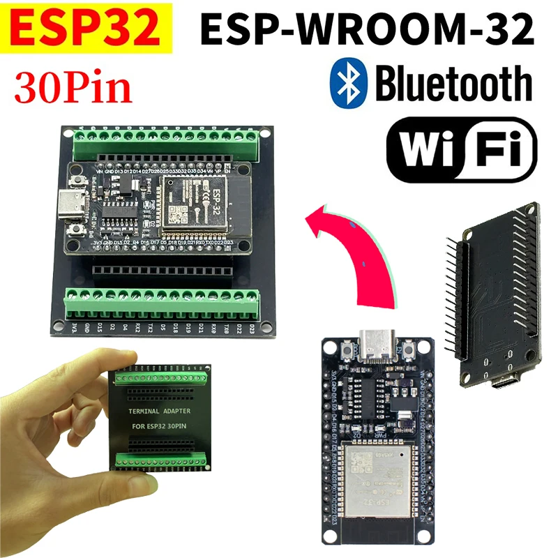 ESP32 WROOM-32 Макетная плата TYPE-C Micro USB WiFi Bluetooth Сверхнизкое энергопотребление Двухъядерный беспроводной модуль BT 30-контактный