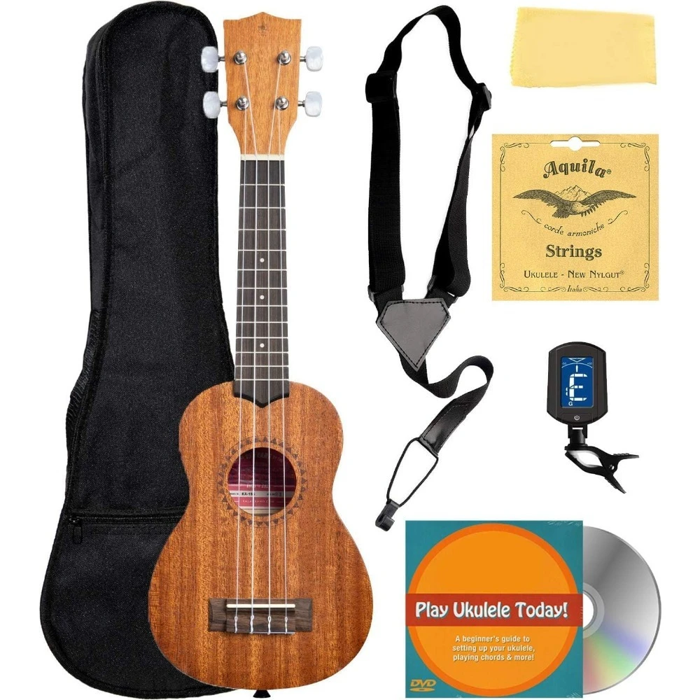 

Ukulele, 24 X 5 X 13 Inches, with Gig Bag, Tuner, Strap, and Polishing Cloth, Satin Mahogany Soprano Ukulele