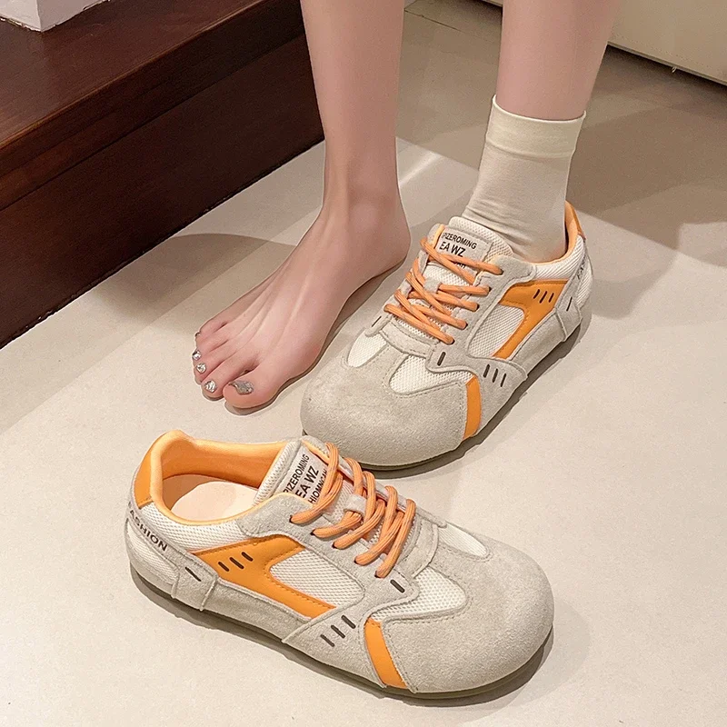 

Spring New Women's Casual Shoes Flat Sole Lace-up Round Toe Shoes Women Leisure Dress Comfortable Breathable Zapatillas De Mujer