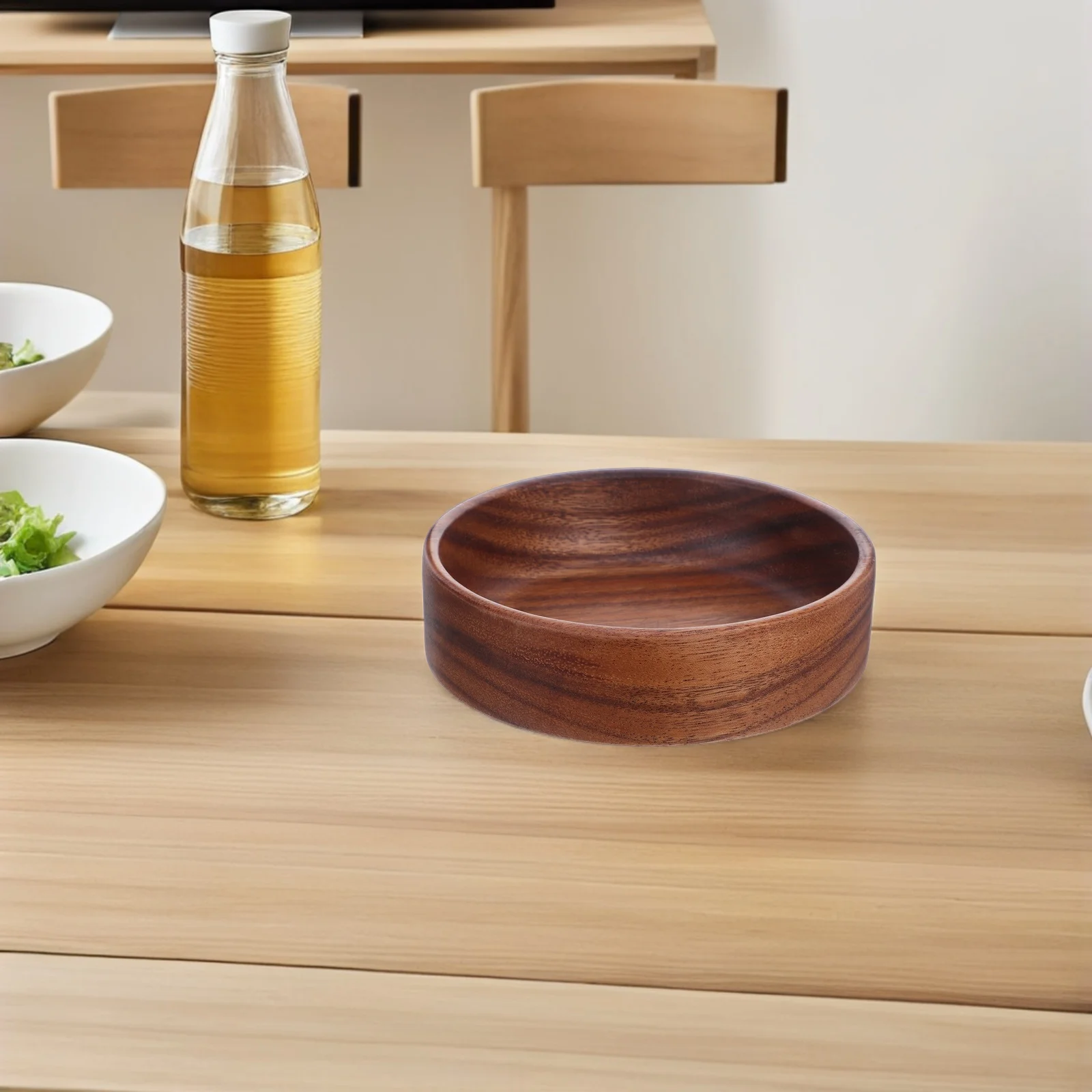 Wooden Salad Large Round Fruit Serving Bowl For Party Appetizers Snacks Popcorn Handmade Rustic Mixing Bowl Kitchen