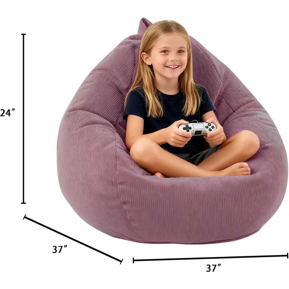 LPMOERA كرسي كيس فول رغوة الذاكرة كراسي كيس فول للأطفال/المراهقين مع ملء كرسي كيس فول للأطفال المستدير لغرفة المعيشة وغرفة النوم #3