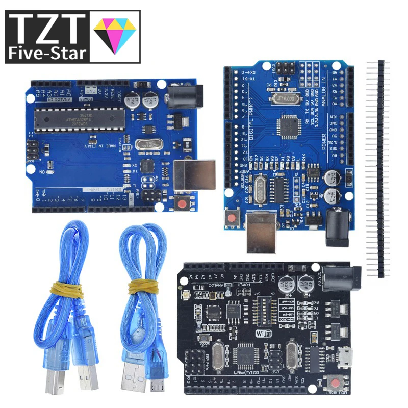 Чип TZT UNO R3 ATMEGA16U2 / UNO + WiFi R3, чип CH340G для Arduino UNO R3, макетная плата WeMos ESP8266, оригинал