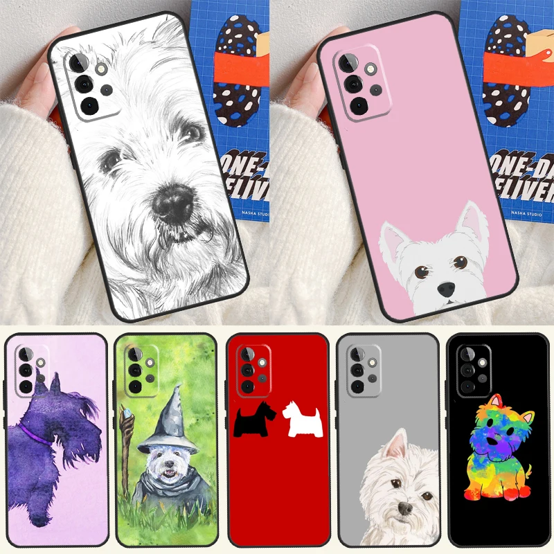 

Cartoon Westie Dog Case For Samsung Galaxy A05 A06 A26 A16 A56 A36 A22 A32 A52 A54 A34 A14 A55 A15 A53 A33 A35