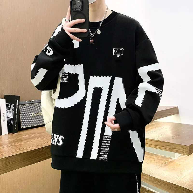

Весенняя мужская толстовка с круглым вырезом, модные толстовки, популярный дизайн с буквенным принтом, новый тренд, мужской пуловер, одежда