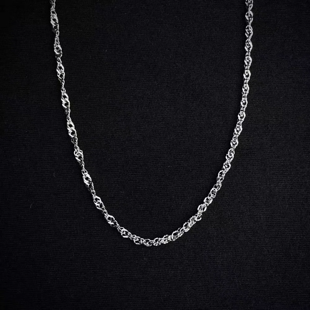 Hip-Hop Edelstahl Wasserwellen-Kettenhalskette Retro Goldfarben Herren Schlüsselbeinkette Schmuck Mode Titanstahl Accessoire – Detail 4