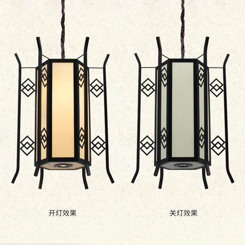 

Chinese antique wrought iron hexagonal palace lamp lantern outdoor waterproof advertising printing balcony catering