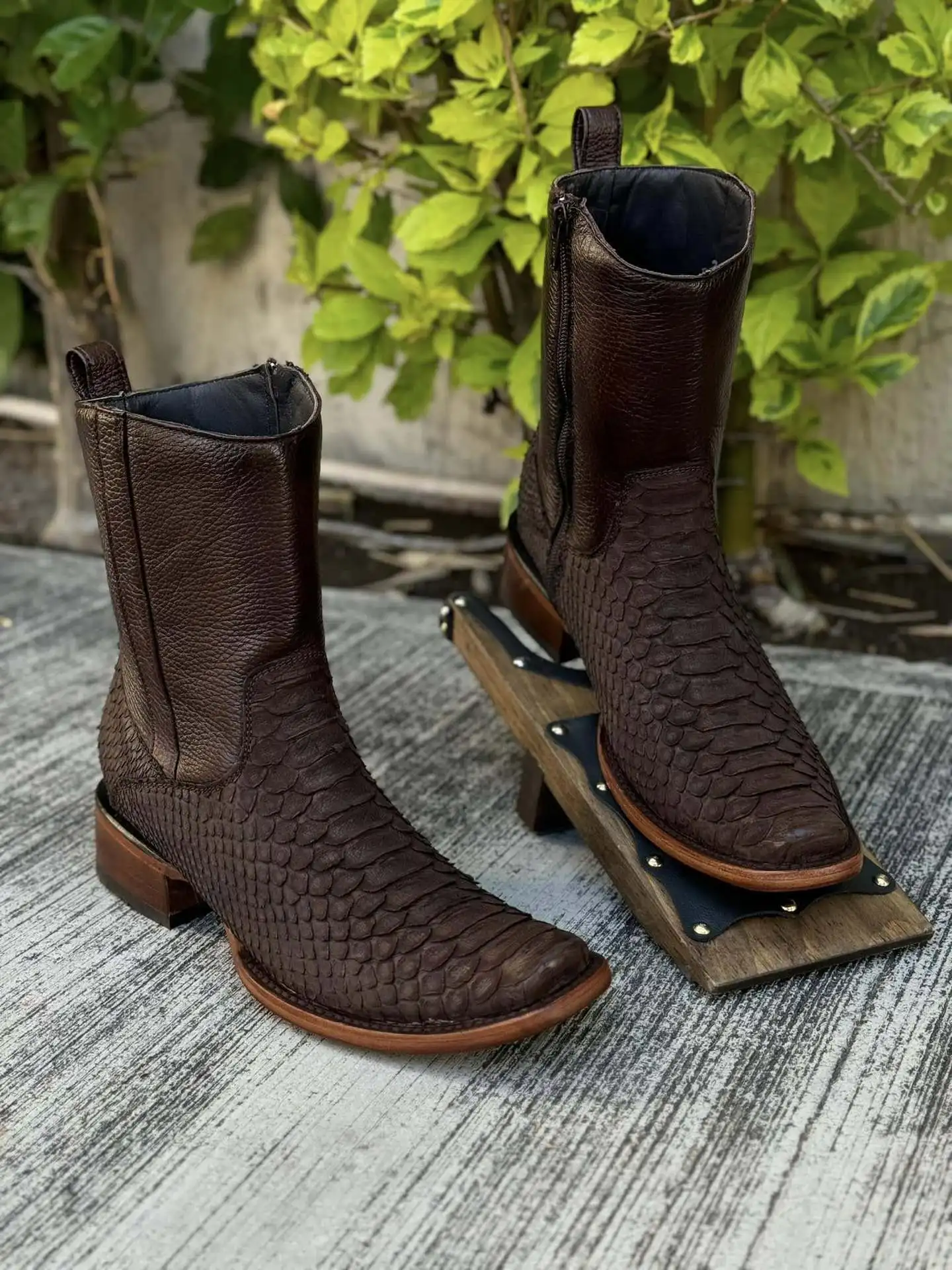 Retro-Schlangenmuster-Stiefel mit Quadratischer Zehenkappe für Herren, Luxuriöse Party- und Halloween-Modeschuhe, Retro-Krokodil-Western-Stiefel mit Blockabsatz 2026 – Detail 3
