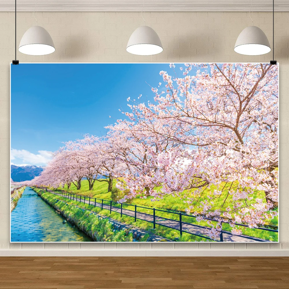 الربيع بارك زهر الكرز التصوير خلفية شجرة وردية الزفاف الاطفال خلفية غرفة ديكور قماش فوتوكول كابينة تصوير الدعائم