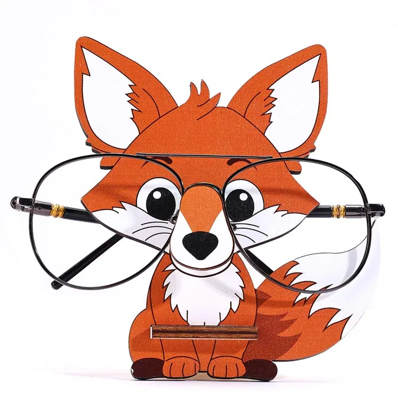 

3D Animal Fox Storage Holders Racks for Eyeglassses Wooden Punch-free Display Rack Cute Glasses Holders Household Accessories