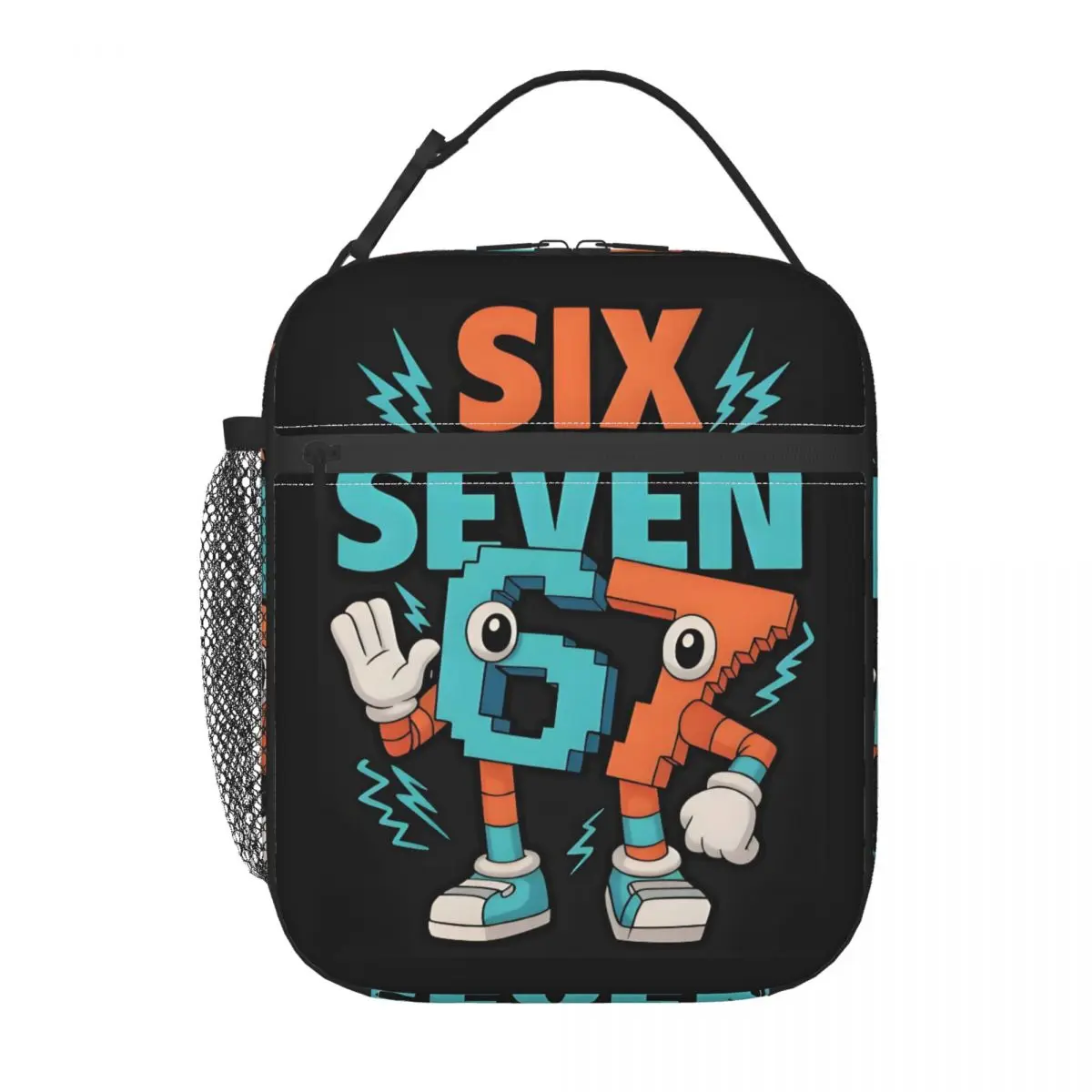 Custom Cartoon Six Seven Insulated Lunch Bag for Outdoor Picnic 67 Brainrot Waterproof Cooler Thermal Bento Box