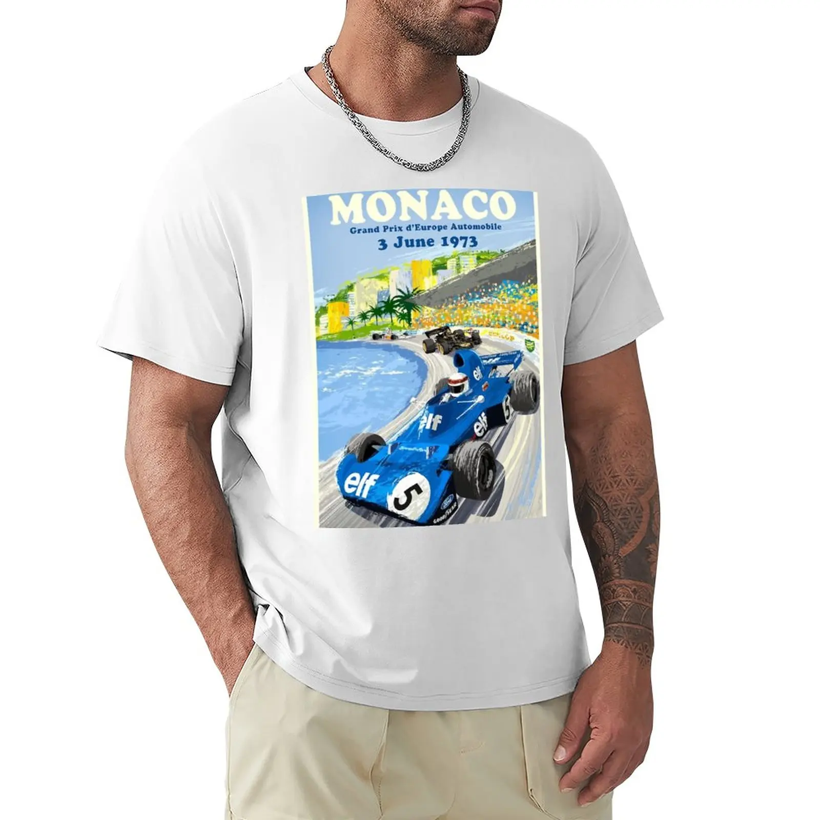 

1973 European Grand Prix Monaco Race Poster T-Shirt quick-drying vintage mens t shirts casual stylish