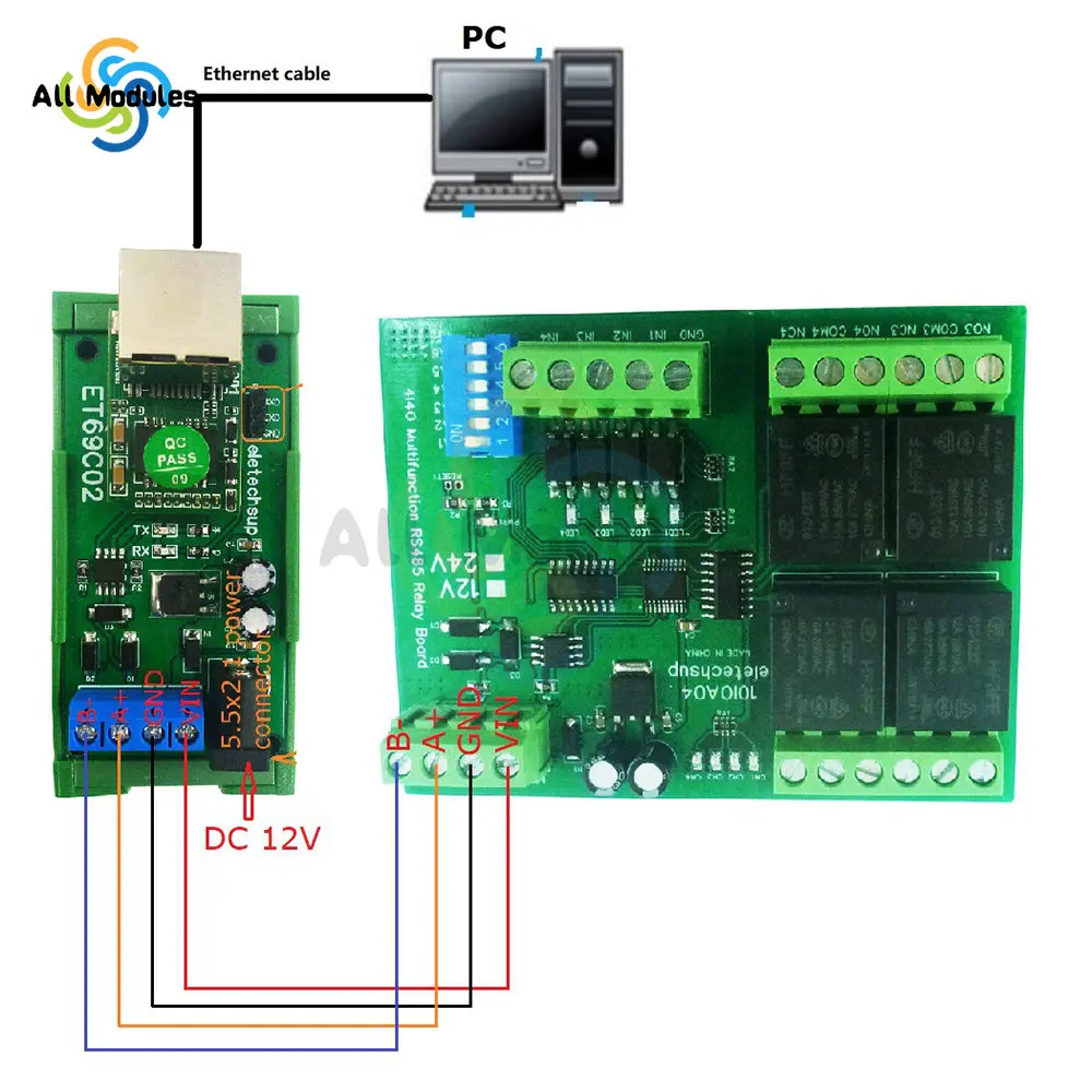 MQTT Modbus RTU Module Ethernet Network IP RJ45 to RS485 Bus Converter for Modbus RTU Master Slave TCP Client Server Module