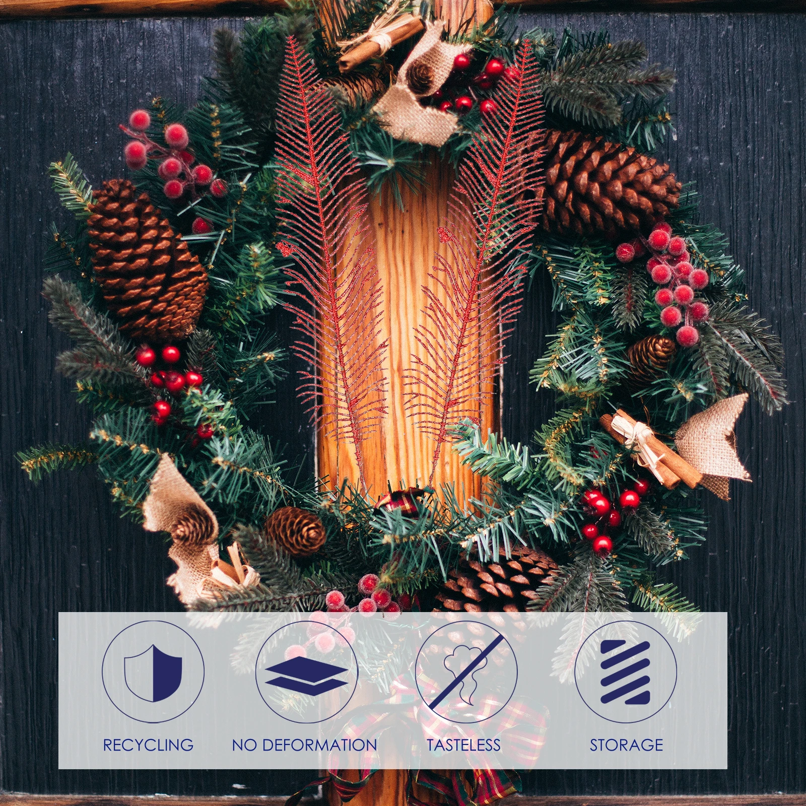 

12 Pcs Gold Powder Blade Wreath Glitter Decoration Ornament Accessories Decorative Leaves Artificial