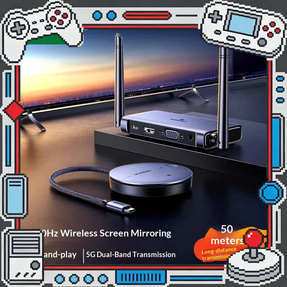 UGREEN 25375 CM712 Wireless HDMI Display Mirroring Kit 4K 50m Transmitter Receiver for TV Monitor Projector