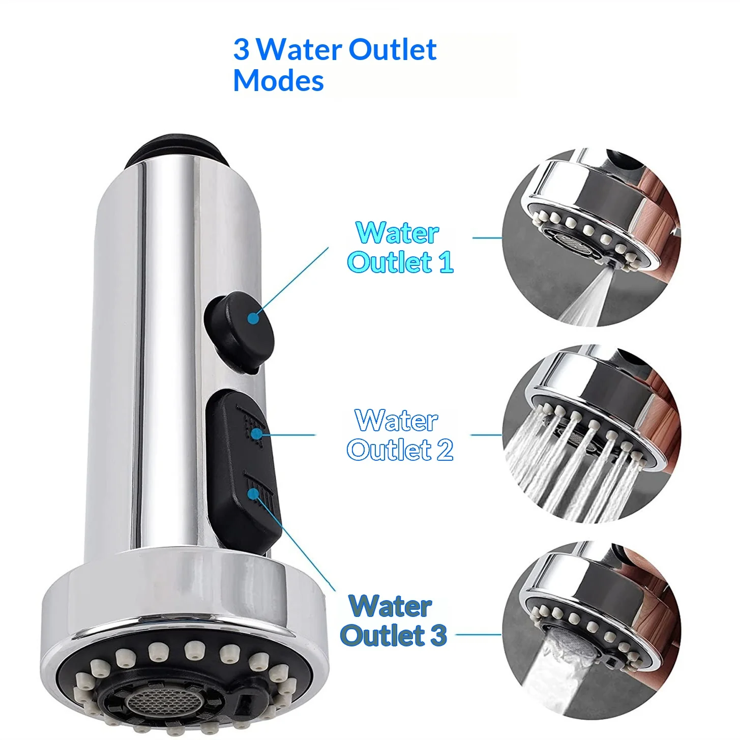 

Трехфункциональная продуманная выдвижная насадка для душа для аксессуаров для смесителей, распылитель для кухонной мойки, выдвижная насадка для смесителя