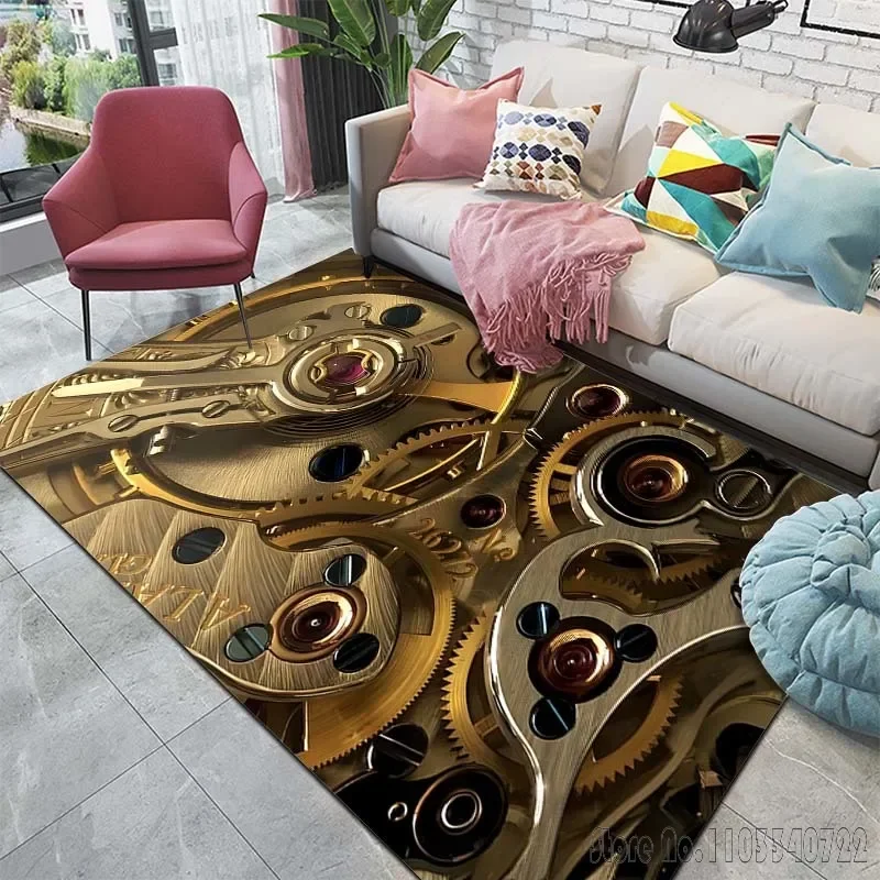 Watch Movement Pattern Carpet for Living Room, Bedroom, Kitchen, Bathroom, Foot Mat, Cloakroom Mats, Home Carpet Rug