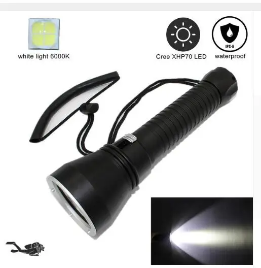 

Uranusfire Diving Flashlight XHP70.2 White LED Scuba 4000LM Waterproof Dive Torch Light Searchlight Underwater Flashlight