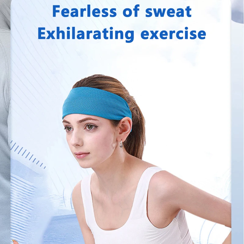 Cold Feeling Sports Hairband Men Women Fitness Sports Yoga Sweatband Non-Slip Anti-Sweatband Headband