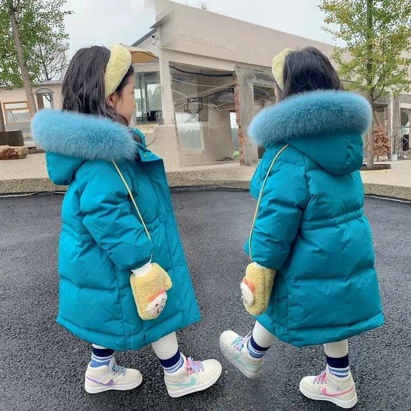 Winter Girls Coats Fashion Solid Color Outerwear Teens Thicken Warm Down Jackets Kids Clothes for 5 7 9 To 10 11 14 Year Parkas