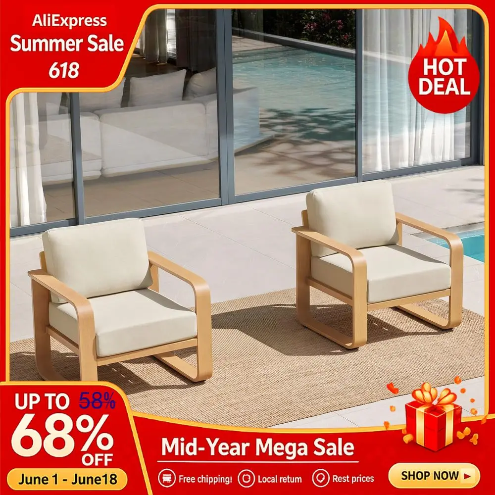 

Outdoor Chairs Set of 2, Outdoor Furniture Set with 6.3in Thick HighResilient Cushions amp 100 Aluminum Frame Outdoor, Custom