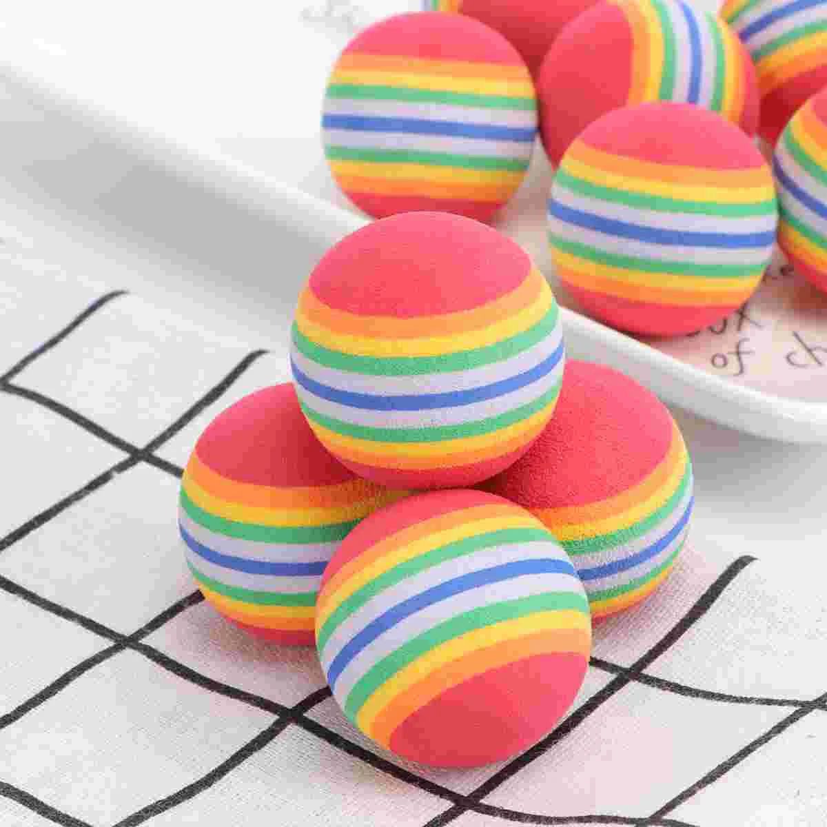 10 Pcs Rainbow Colored Sponge Ball Practice Indoor Training Aid Training Ball (Random Color)