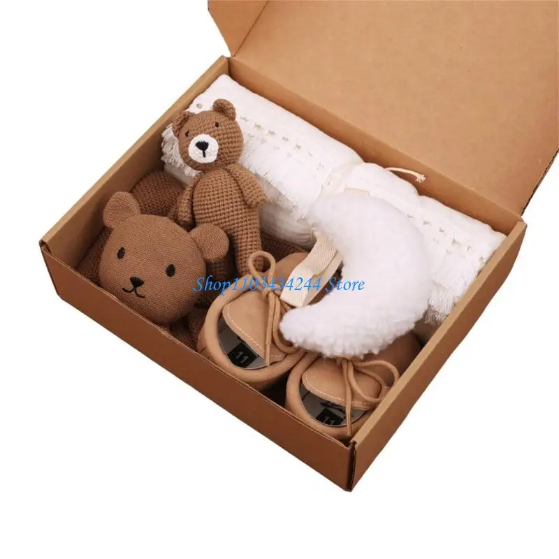 5-in-1-newborns-baby-gift-box-cotton-swaddles-blanket-toddlers-walking-shoes-with-cartoon-soothing-towel-sleep-toy-set