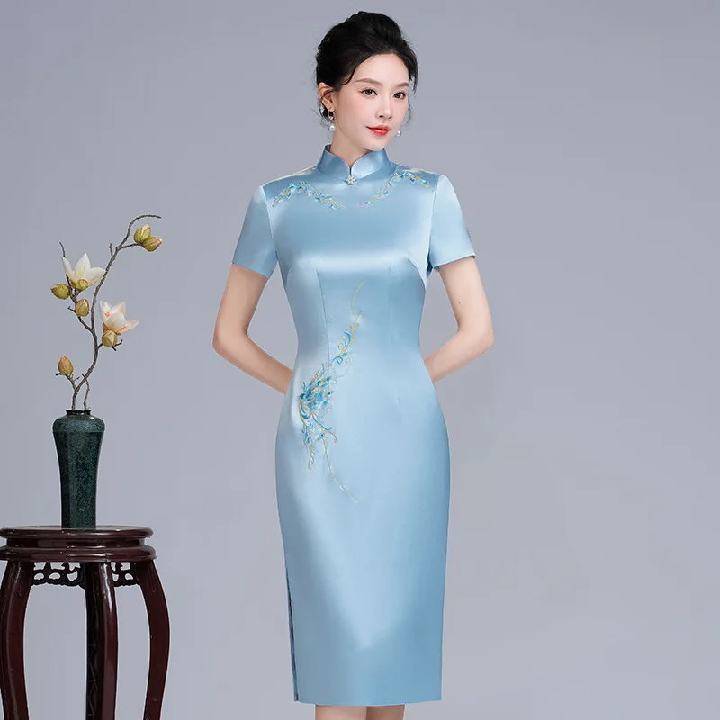 

Yourqipao Chinese Traditional Embroidery Cheongsams Gowns Mother Of The Bride Wedding Party Dress Women Bridal Guest Dress 2023