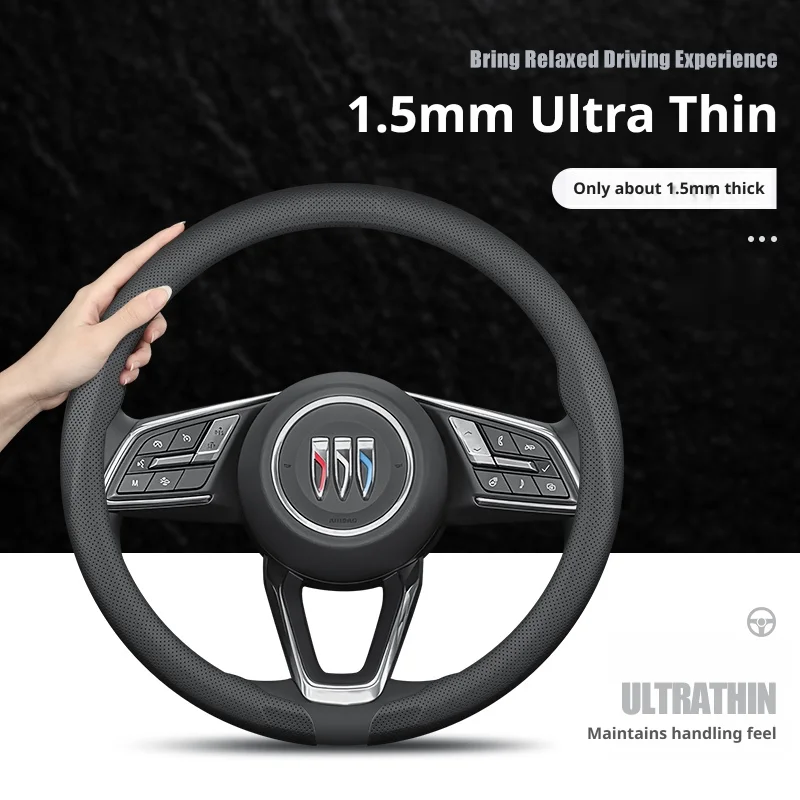 Funda para volante de cuero Nappa ultrafina de 1,5 mm, 38 cm, para Buick LaCrosse, Regal, Encore, Park Avenue, LeSabre, Envista, Encore GX