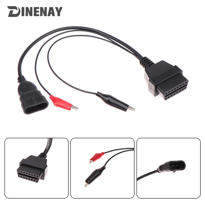 For Fiat/Alfa/Lancia 3 Pin To 16 Pin OBDII OBD2 Connector Adapter Auto- Car Cable For Fiat 3pin Female Diagnostic Cable