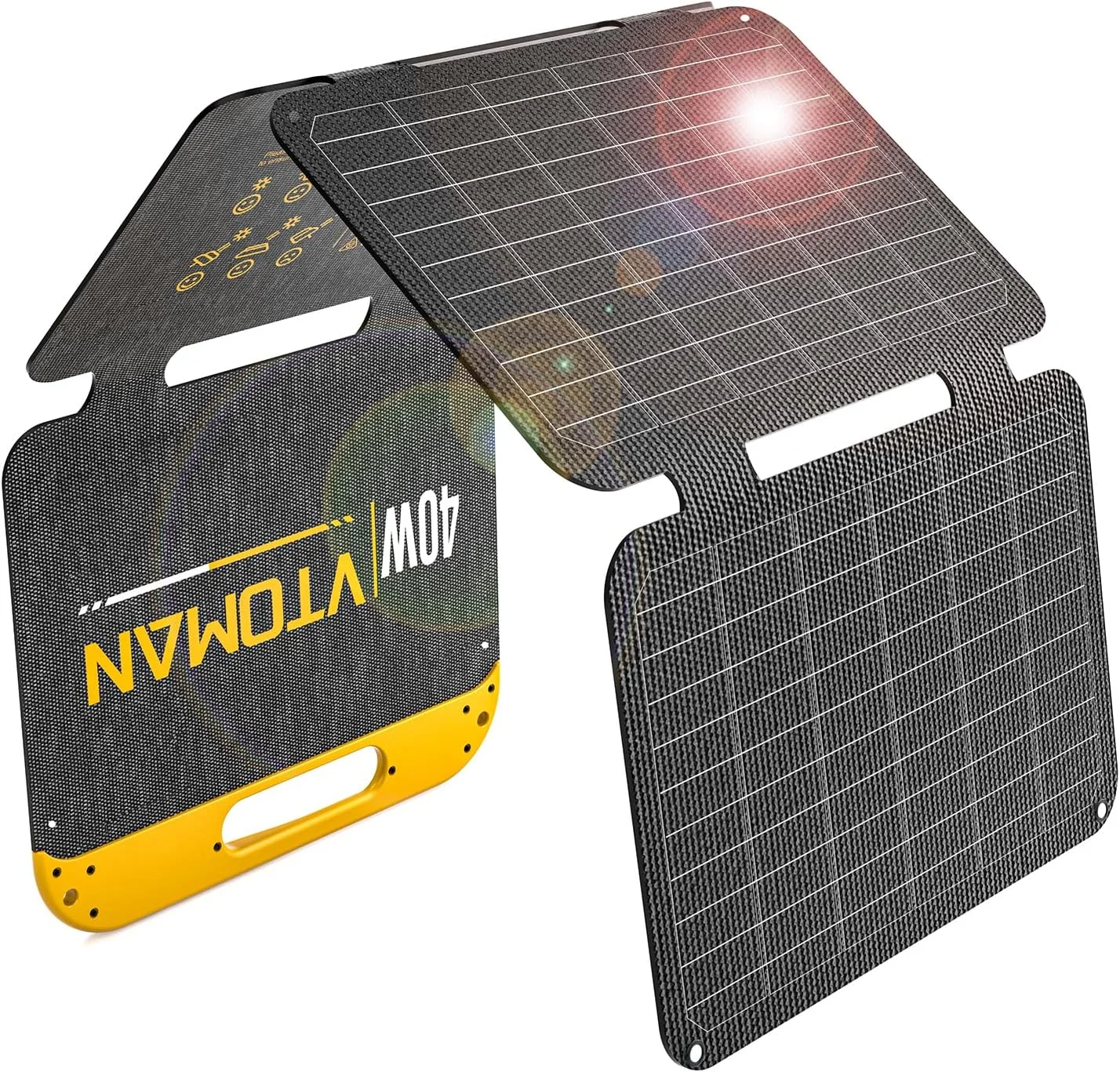VTOMAN 40W Foldable Mini Solar Panel with USB-C & USB-A Outputs, Waterproof Solar Charger for Phones, Tablets, Jump 100 & FS300 Power Stations, Ideal for Camping, Hiking & Backpacking