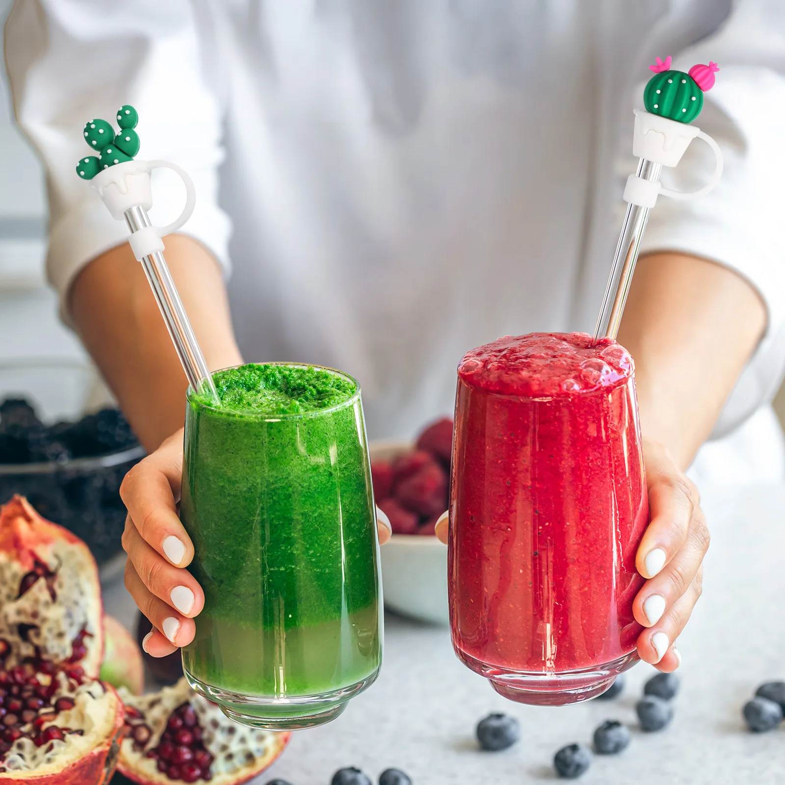 

Reusable Silicone Straw End Plugs 4 Pcs Protective Caps for Drinking Straws Cute Straw Covers Topper Tips Supplies