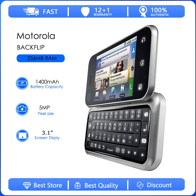 Motorola BACKFLIP MB300 Original MB300 Batería desmontable 1400 mAh Teléfono celular Venta al por mayor Envío gratuito