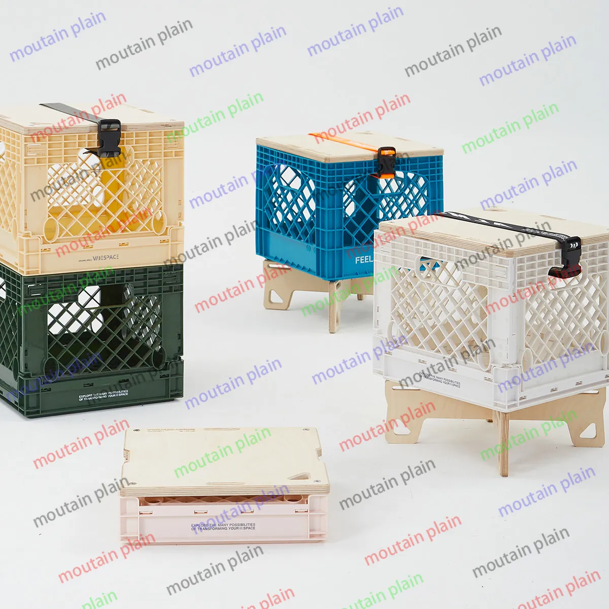 

Industrial wind storage box Car plastic camping Outdoor folding storage stool Milk basket storage box