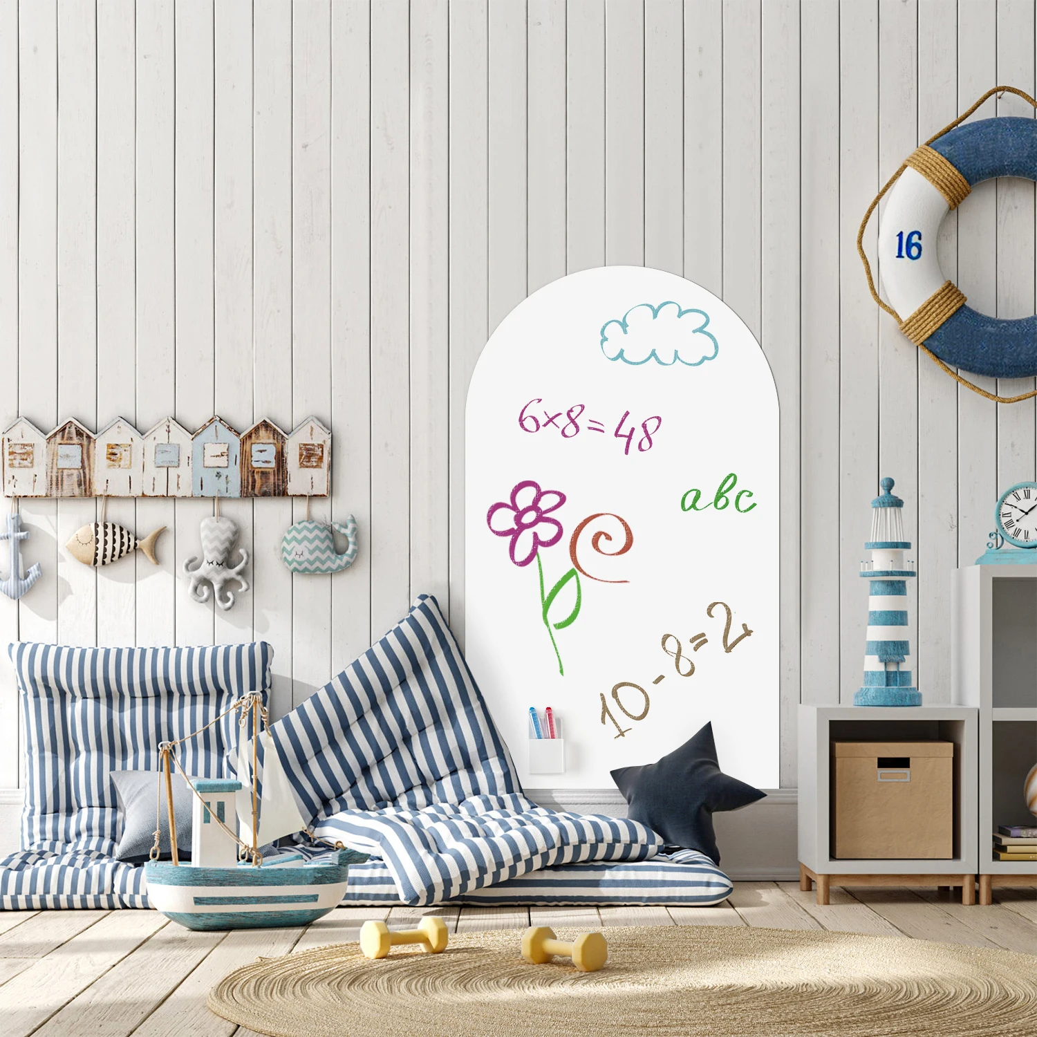 Selbstklebende Weiche Magnetische Bogenförmige Whiteboardtafel, Kinderzimmer-Dekoration und Lernschreibtafel – Detail 16