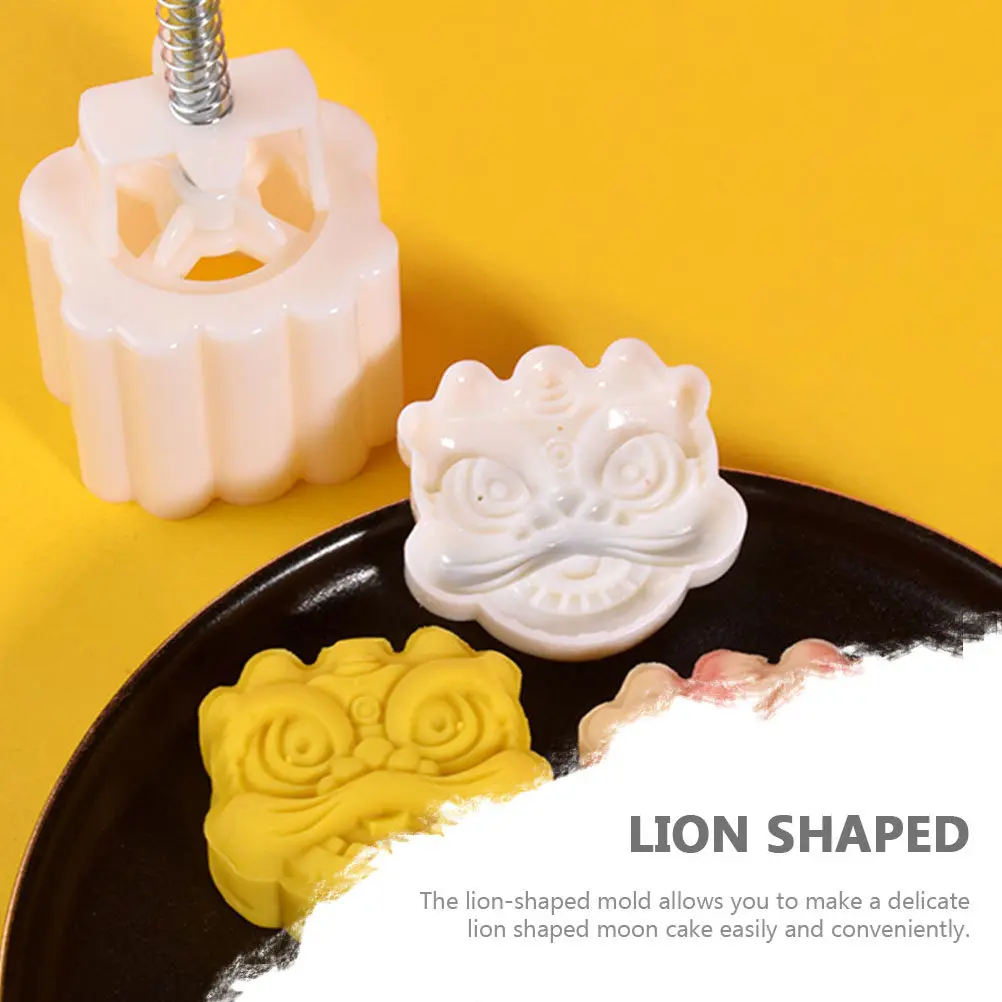 1 set de moldes para pastel de luna con forma de león, material PP premium, fácil desmolde, moldeador de galletas para cocina, para regalo de festival chino DIY