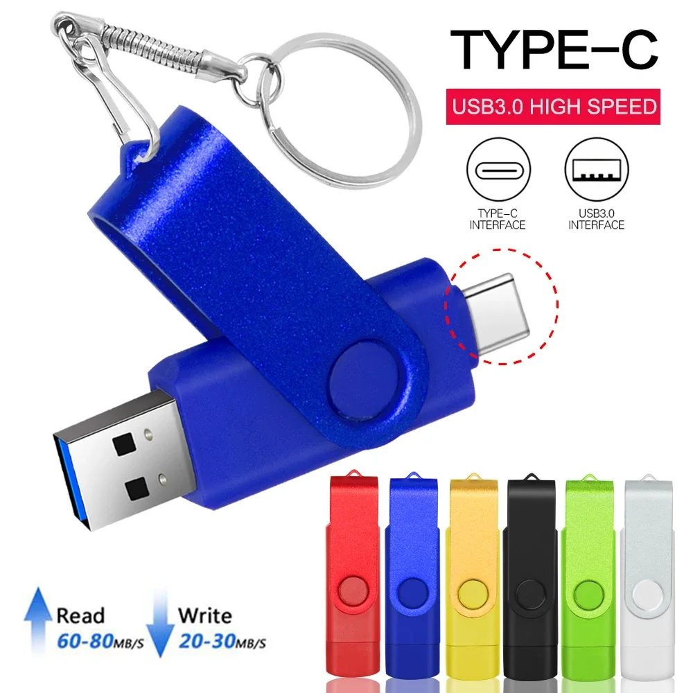 

OTG USB3.0 Flash Drives 128GB Free TYPE-C Adapters Pen Drive 64GB Creative Gift Shatterproof Memory Stick 32GB Pendrive 16GB