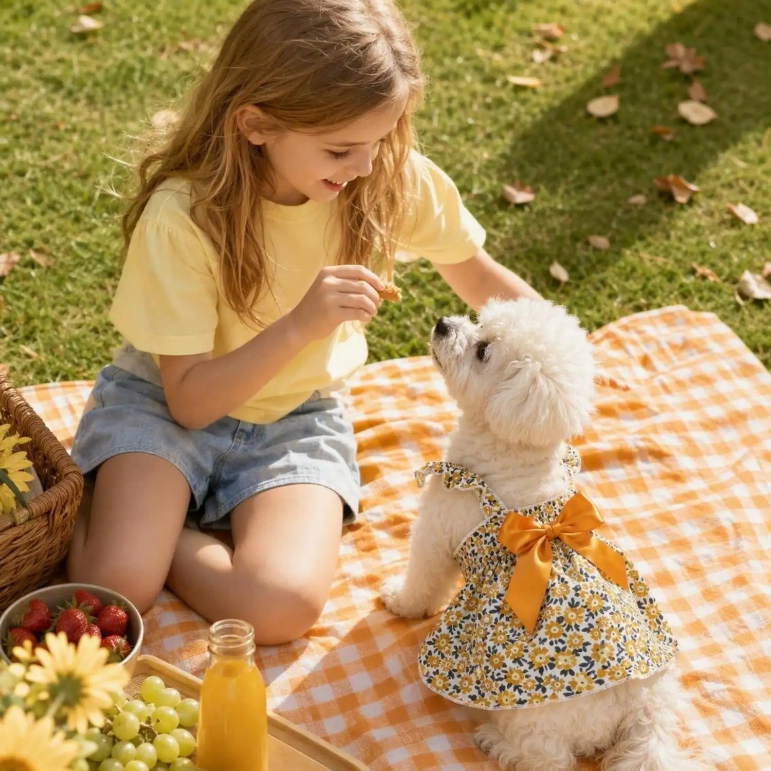 Sommerkleid für Haustiere, ärmellos, mit Blumenmuster, Rüschenriemen, großer Schleife als Dekoration für kleine Hunde, für den täglichen Gebrauch und Partys. – Detail 23