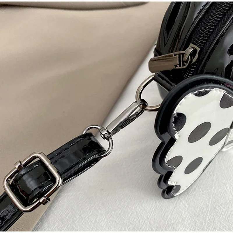 Ausgefallene Bonbon-Bartform Gepunktete Crossbody-Schultertasche, Damen-Umhängetasche, Leichte Handytasche, Niedliche Farbkontrast-PU-Handtasche – Detail 17