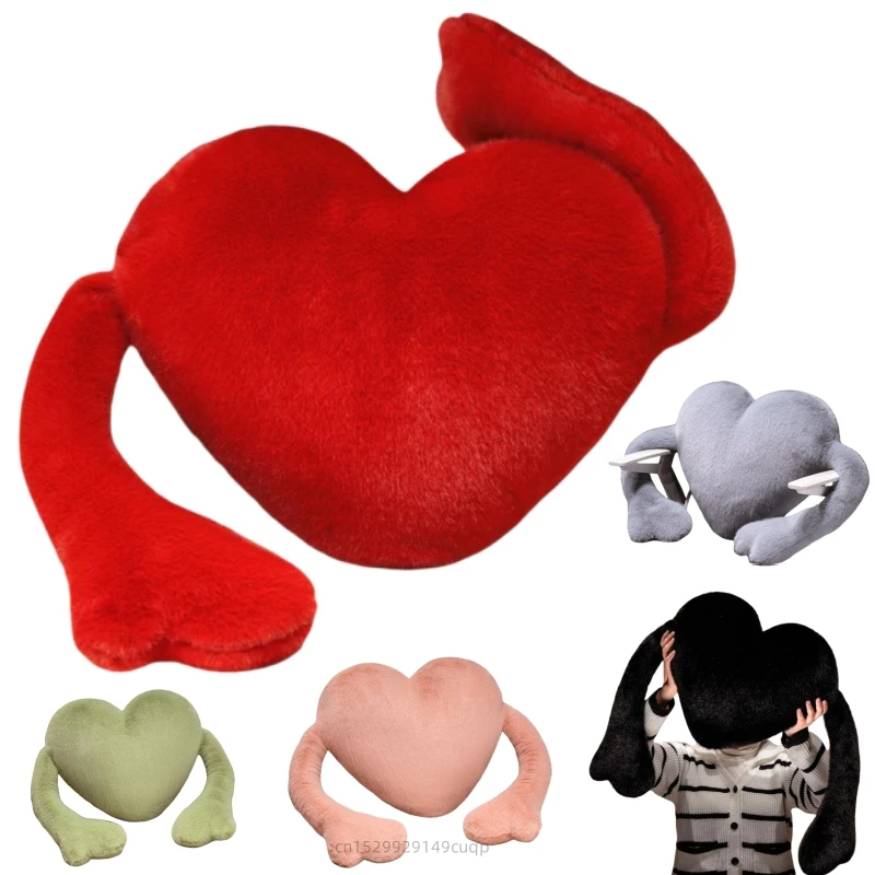 50cm Cartoon Creative Long Arm Heart Plush Doll Pillow Warm Hug Graphic Plush Toy Home Decor For Girlfriend Valentine's Day Gift