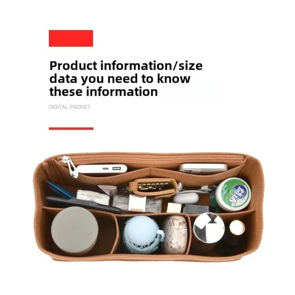 Сверхлегкий фетровый органайзер-вставка для дорожных сумок, сумка для хранения косметики нестандартного размера с гнездом для чехла для телефона, универсальное рождество