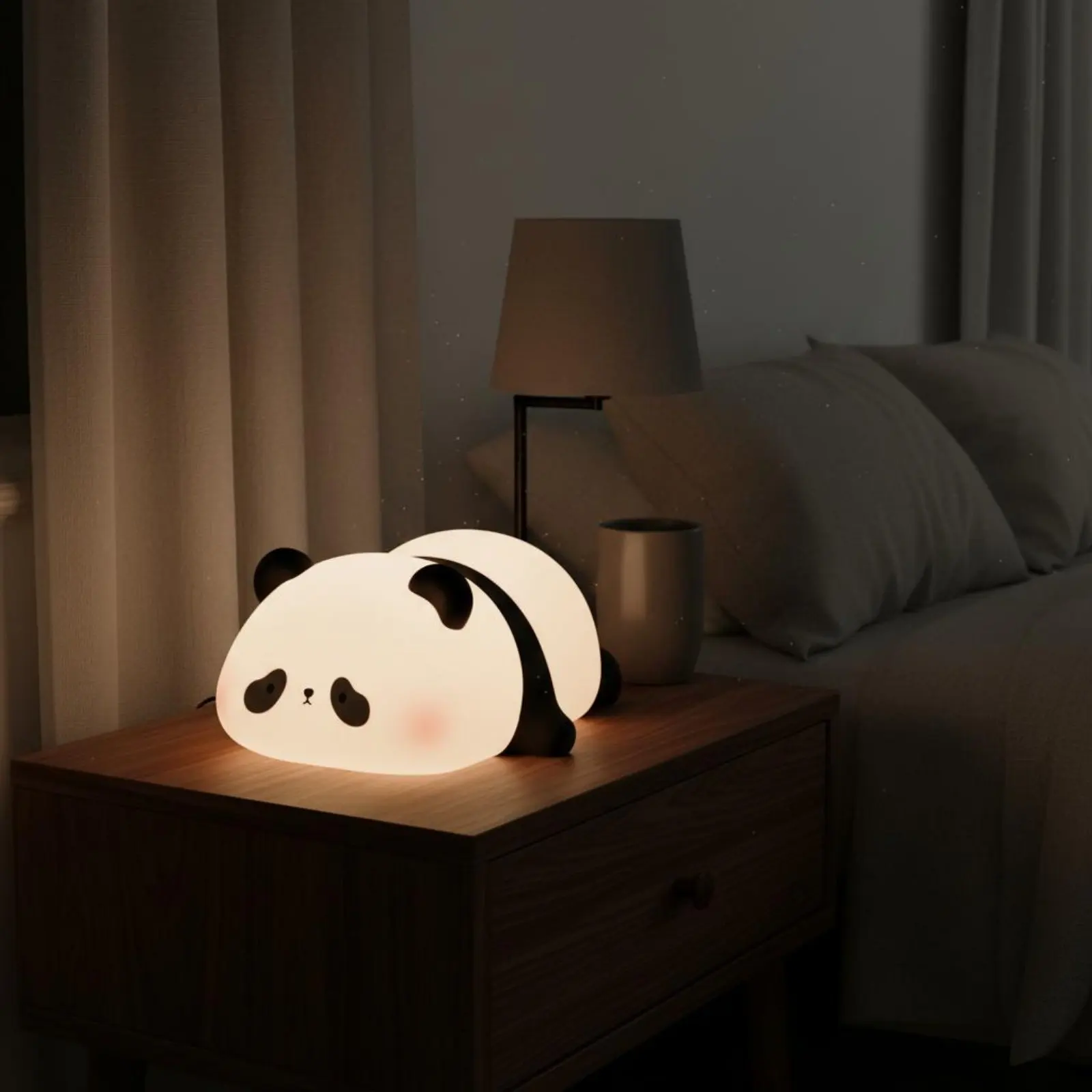 Cute Panda Night Light Portable Panda Silicone Lamp Silicone Night Light Timed Auto-Shut down Indoor Lighting Eye-Friendly