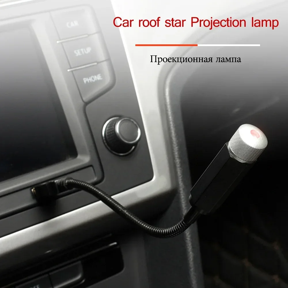 Luce d'atmosfera USB per auto DJ RGB Mini suono musicale colorato Proiettore stellato Cielo Luce notturna Lampada per atmosfera per auto per feste