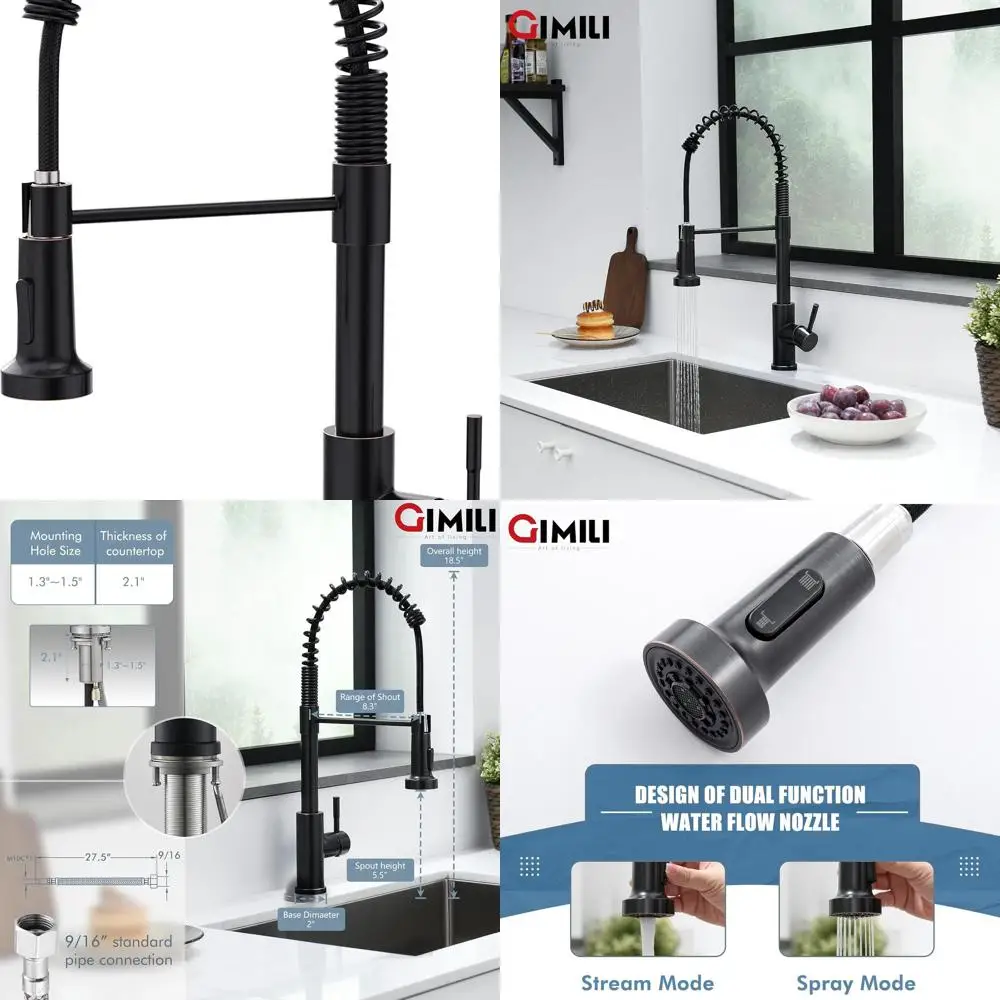 

Single Hole Pull-Down Spray Kitchen Faucet in Oil Rubbed Bronze, Ideal for Farmhouse, RV, Outdoor, and Camper Sinks