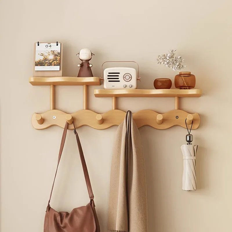Hanging Hooks Hall Coat Racks Bamboo Hanging Hooks Creative Clothes Scarf Keys Wall Mounted Storage