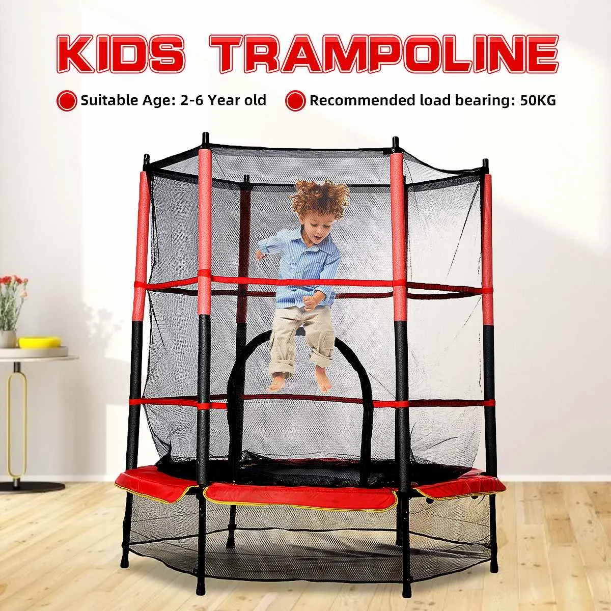 140cm 50KG Indoor Children Trampoline Set Home Indoor Gym Exercise Fitness Rebounder Round Jumping Pad Trampolines